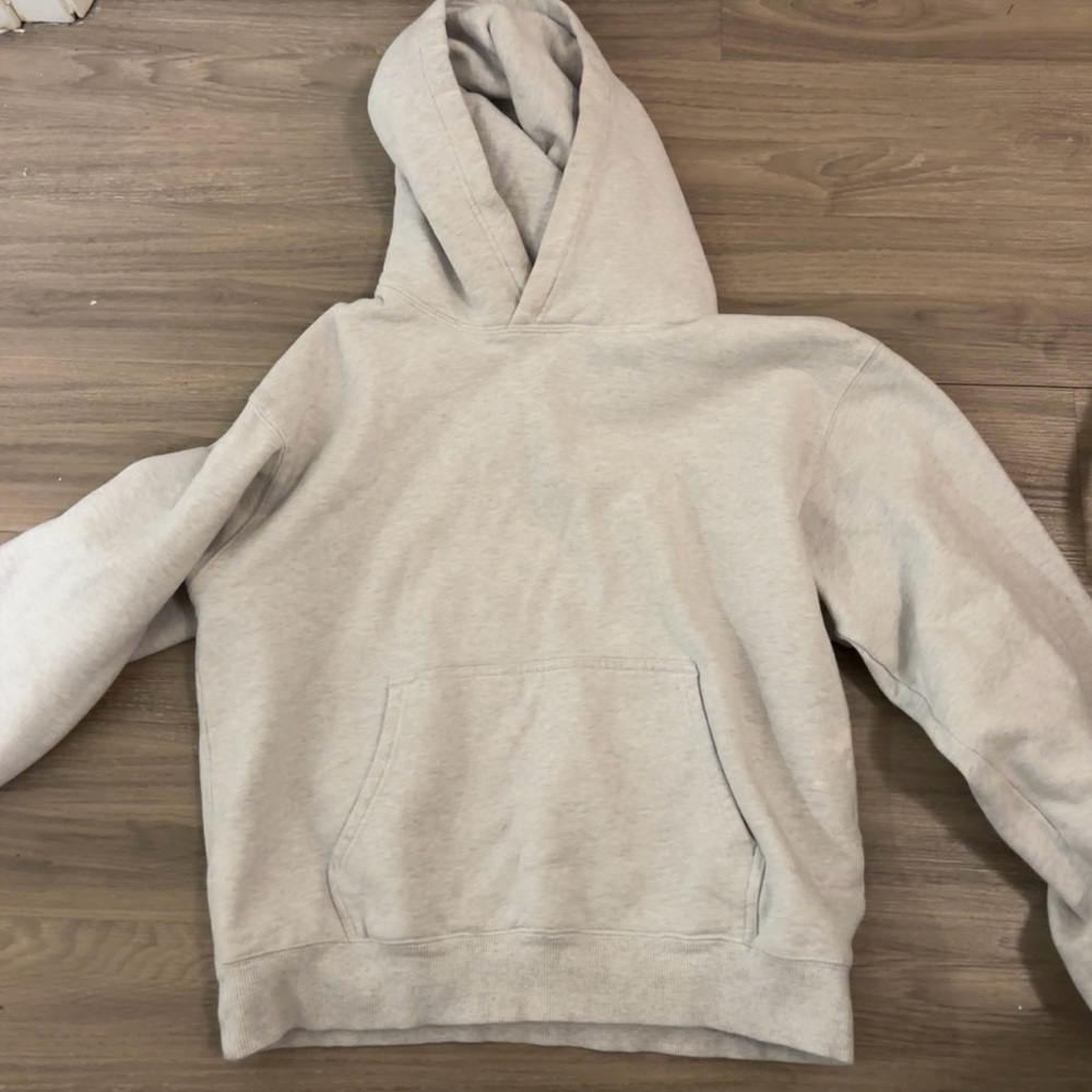 Gray Soft Textured Hoodie Sweatshirt